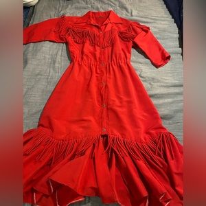 Red Hot Rockabilly Western Fringe Dress